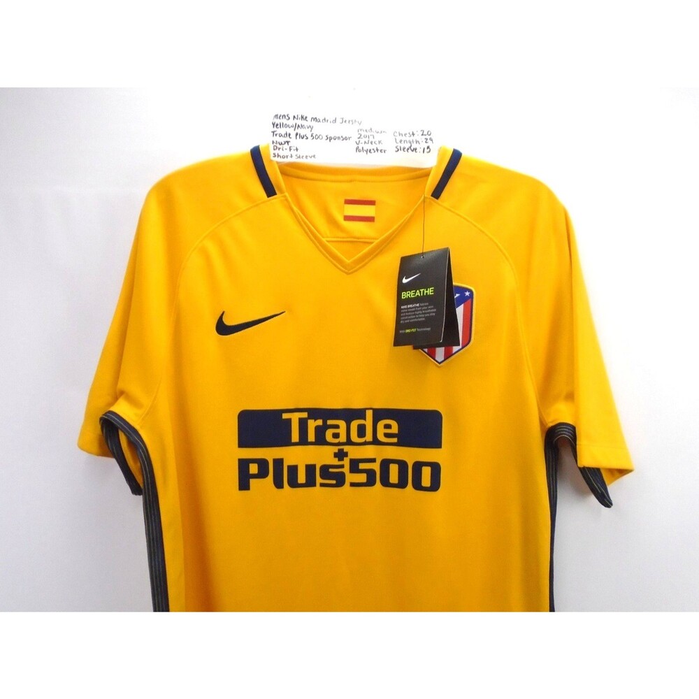 BNWT Nike Atletico Madrid 2017 18 Away Football Shirt La Liga Jersey Yellow Sz M - Picture 2 of 11